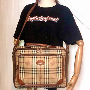 BURBERRY Nova Check Laptop Messenger Crossbody Bag Suitcase Weekend Travel Bag